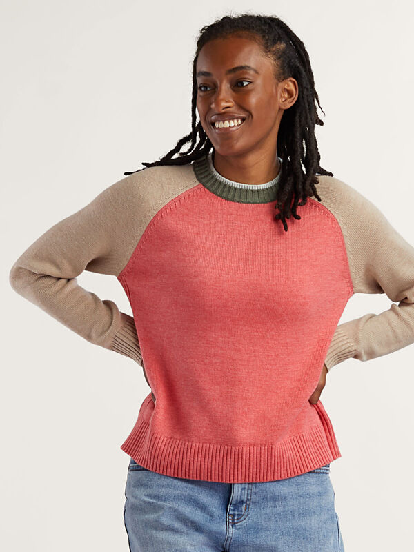 Women's Mendocino Crew Neck Sweater Colorblock