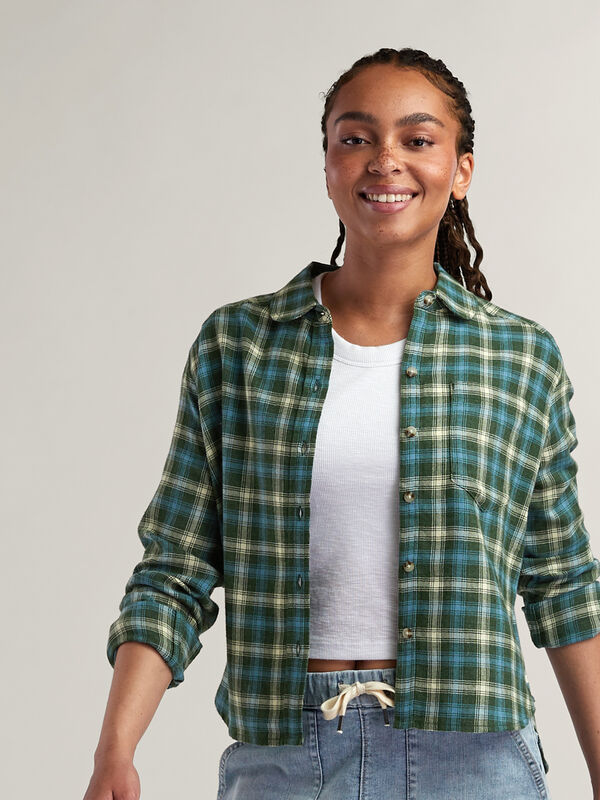 Plaiditude Button Down Shirt Cropped Length