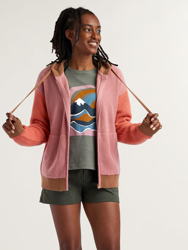 Women's Full Zip Merino Wool Sweater: Equinox