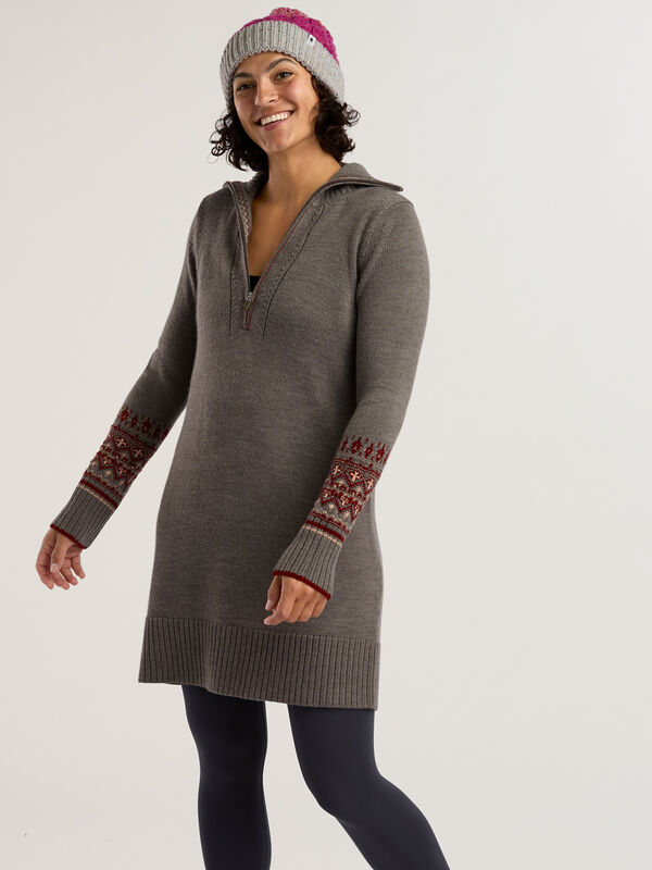 Quarter Zip Washable Wool Sweater Dress Tropo